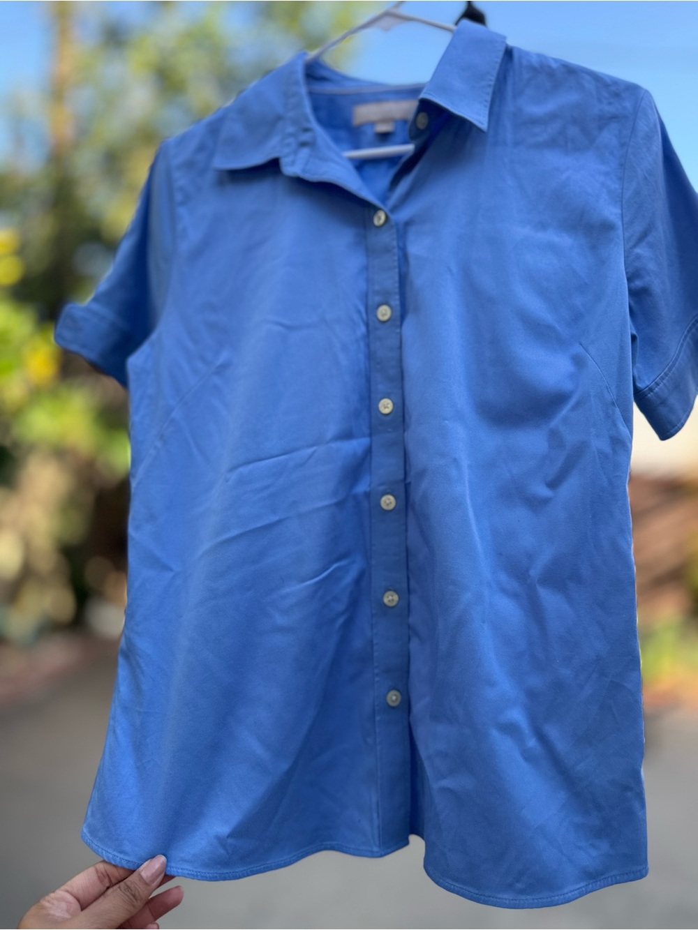 Banana Republic women’s Short-Sleeve Button-Down Shirt in Bright Blue